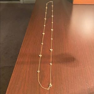 47” gold tone station necklace with crystals
